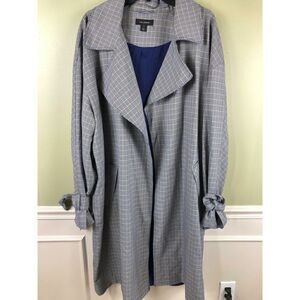 E-172 Halogen plaid duster jacket coat NAVY PLAID size XXL nwot
